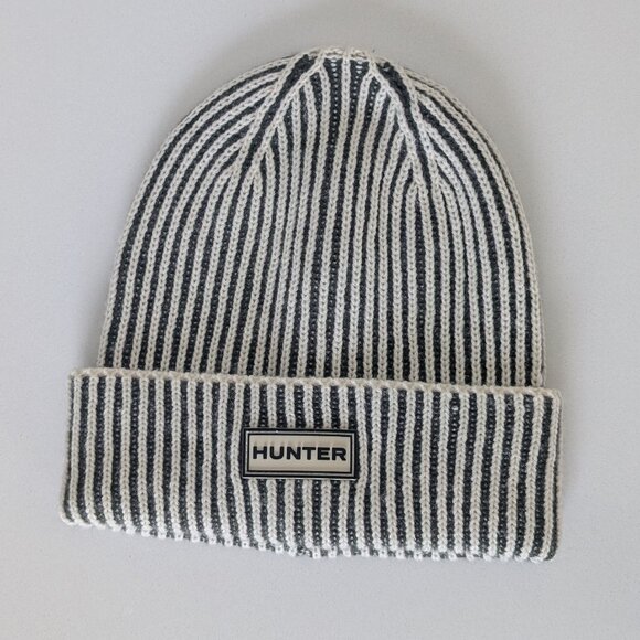 Hunter Mae Maa Green Fisherman Knit Striped Beanie Hat - Picture 1 of 4